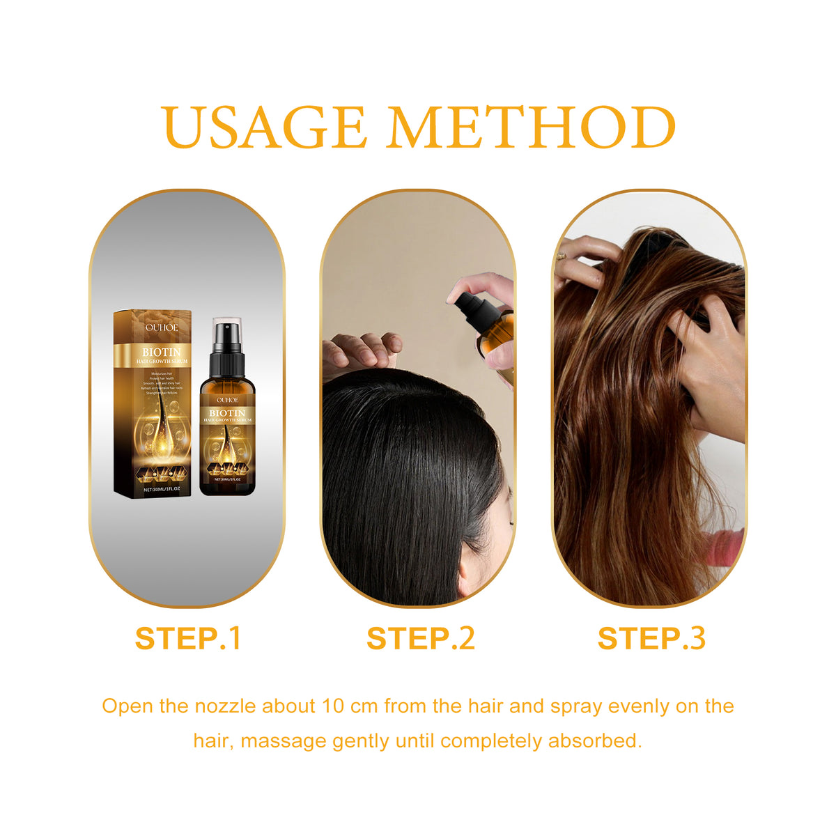 OUHOE Biotin Hair Growth Serum, Nourish Hair Root Repair Hair Sere Short-Tempered Prevent Drop Hair